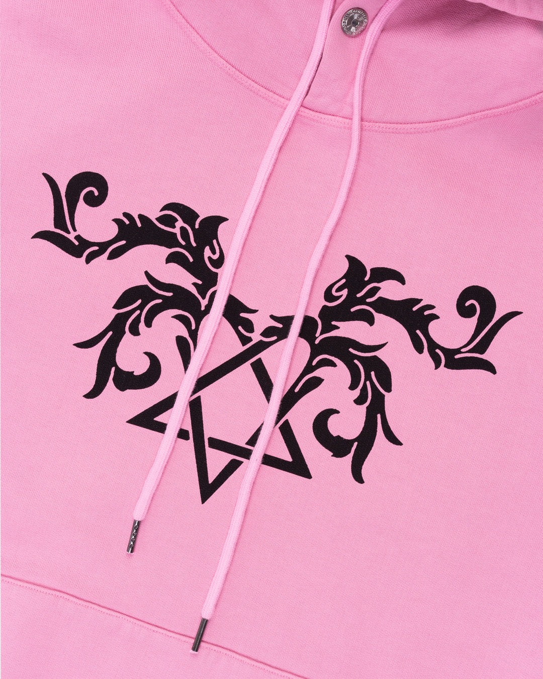 Heartagram Printemps Hoodie in Ballet. Front Detail Shot.