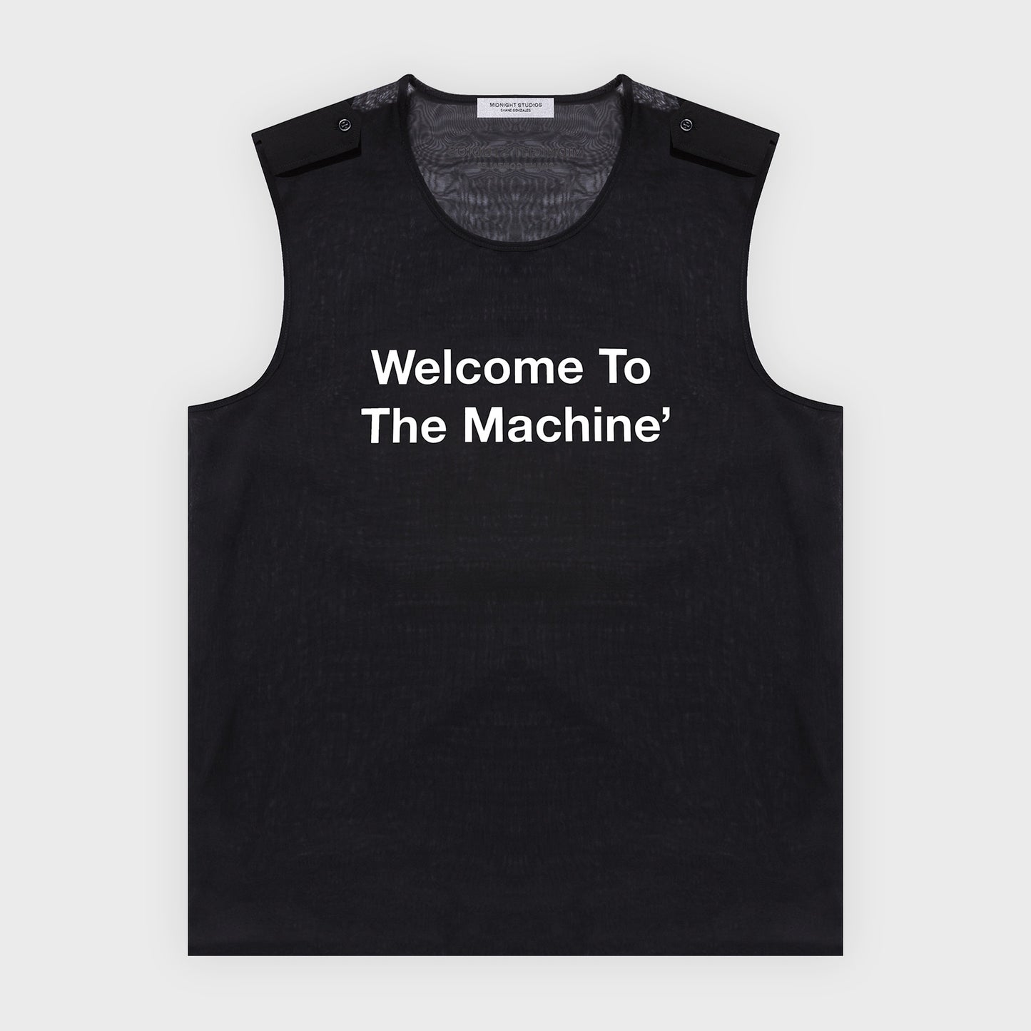 Machine Sheer Tank Top - Black