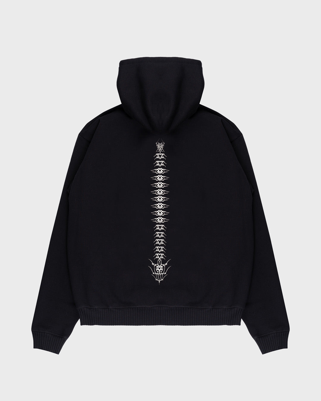 Tattoo All-Over Print Hoodie in Black. Back Angle.