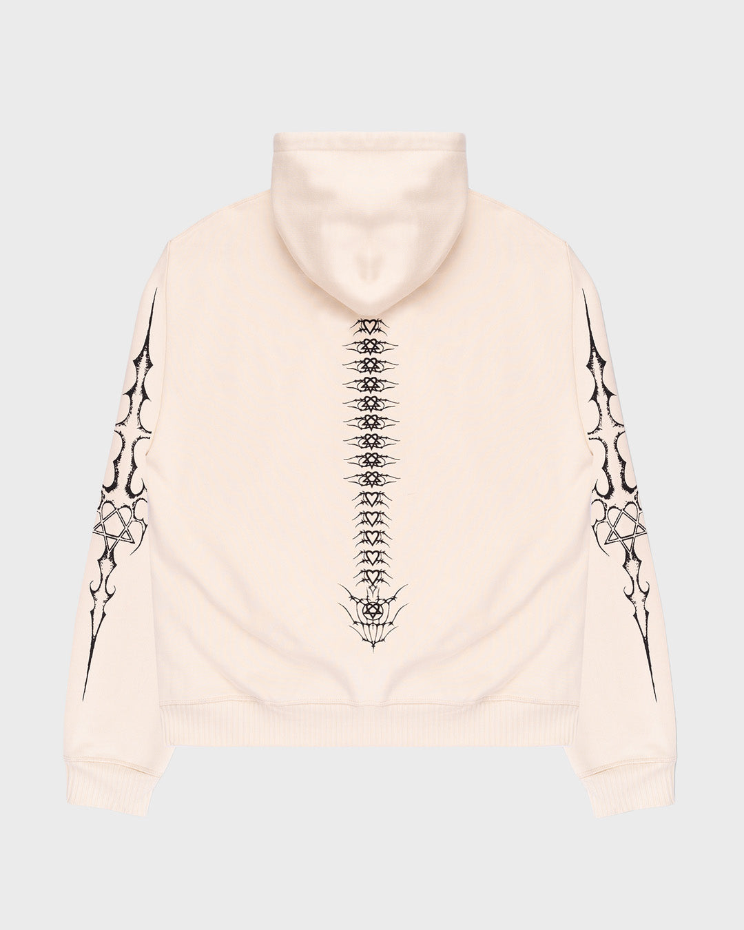 Tattoo All-Over Print Hoodie in Pearl. Back Angle.