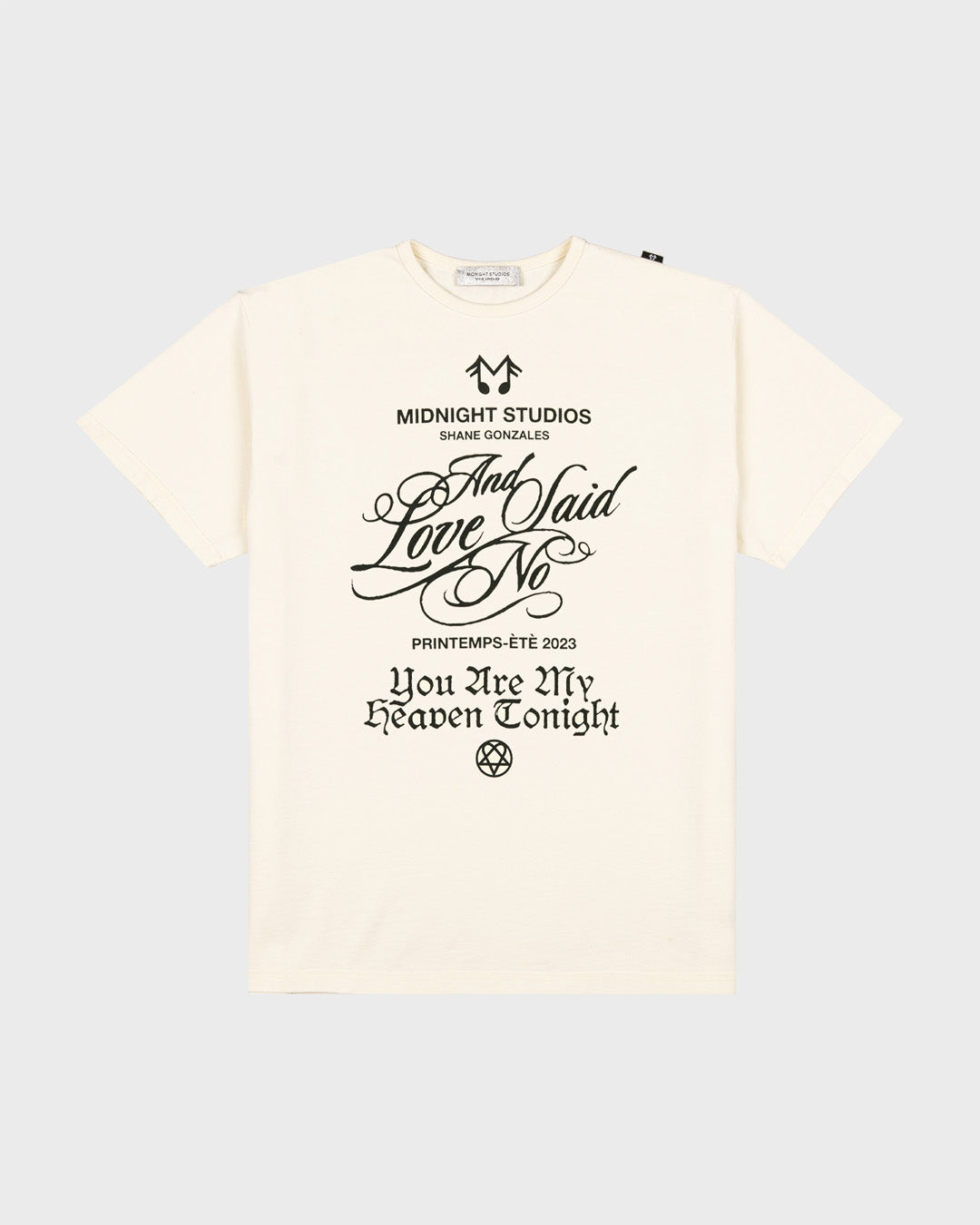 Heaven Tonight T-Shirt in Pearl. Front Angle.