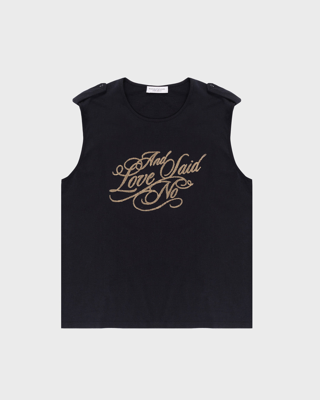 Love Said No Tank Top in Black. Front Angle.