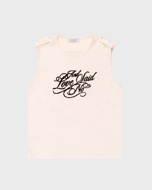 Love Said No Tank Top in Pearl. Front Angle.